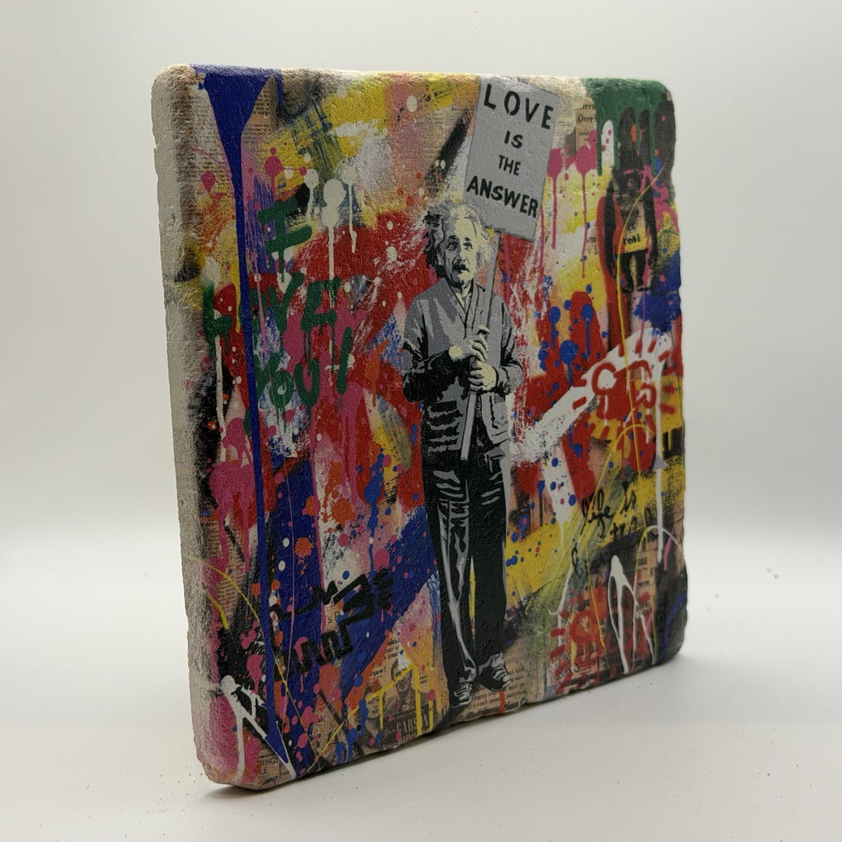 Charlie Chaplin Graffiti Natural Travertine Stone Hotpad 3