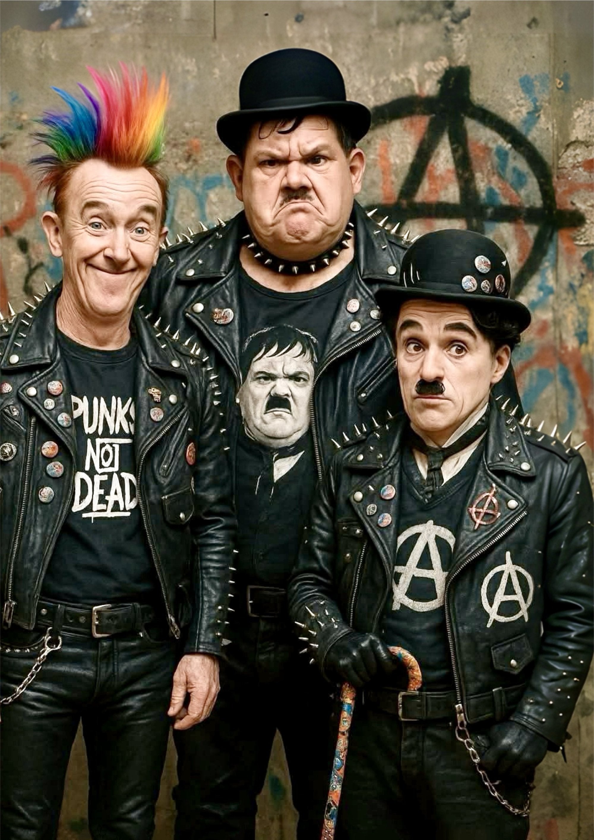 Charlie Chaplin punk artwork printed on MDF wall poster