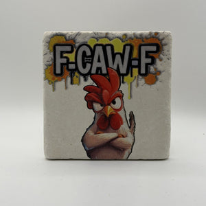Chicken Natural Travertine Stone Coaster artwork
