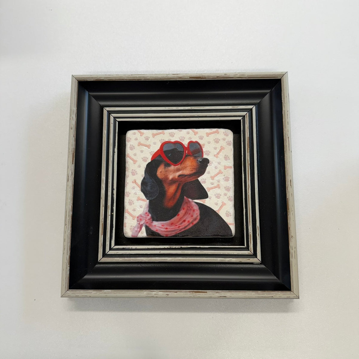 Variant Mapping v4 | dachshund-pink-scarf-portrait-stone-coaster | with Black Frame | sha256:b32249d61aba