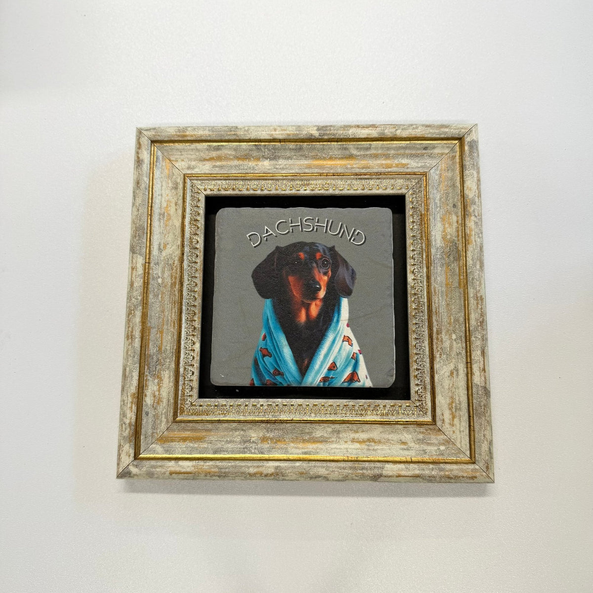 Variant Mapping v4 | dachshund-portrait-stone-coaster | with Gold Frame | sha256:61fc1de7af96