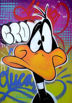 Daffy Duck Graffiti artwork printed on MDF wall poster