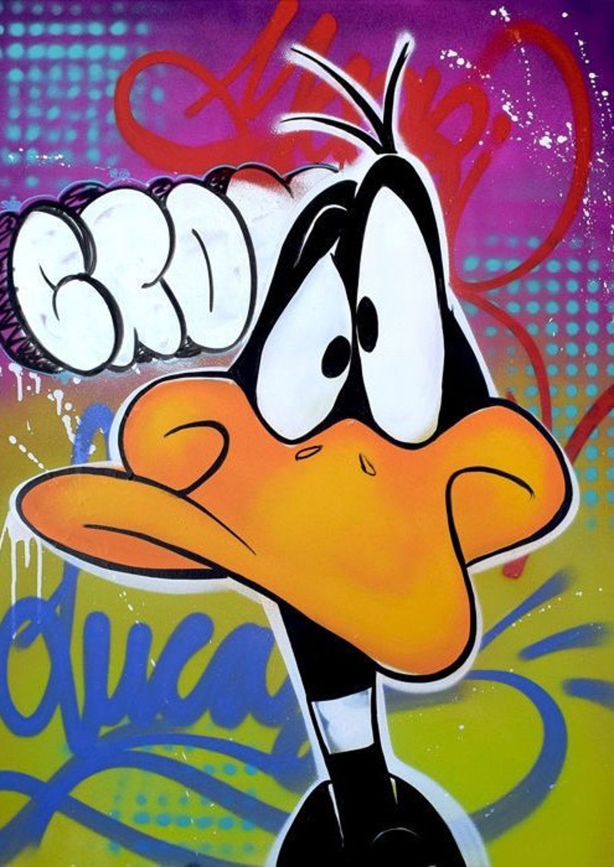 Daffy Duck Graffiti artwork printed on MDF wall poster