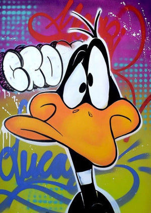 Daffy Duck Graffiti artwork printed on MDF wall poster