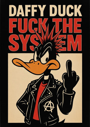 Daffy Duck cartoon artwork printed on MDF wall poster