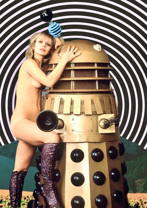 Dalek Pinup Girl artwork printed on MDF wall poster