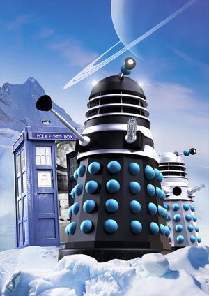 Dalek Tardis Destroy All artwork printed on MDF wall poster