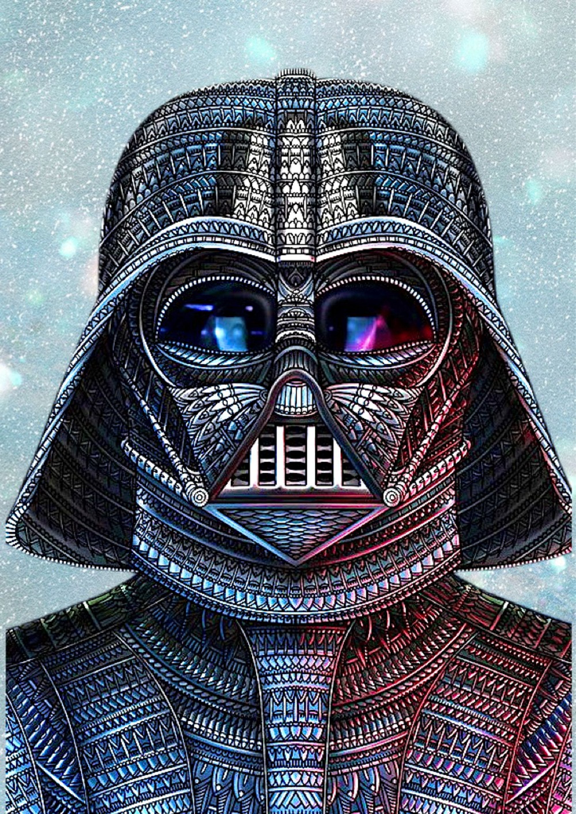 Darth Vader helmet artwork printed on MDF wall poster from Star Wars movie