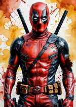 Deadpool portrait artwork printed on MDF wall poster