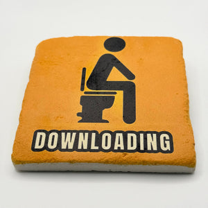 Downloading Toilet Slogan Stone Coaster