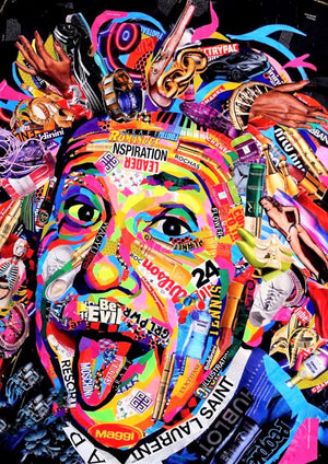 Albert Einstein artwork printed on MDF wall poster