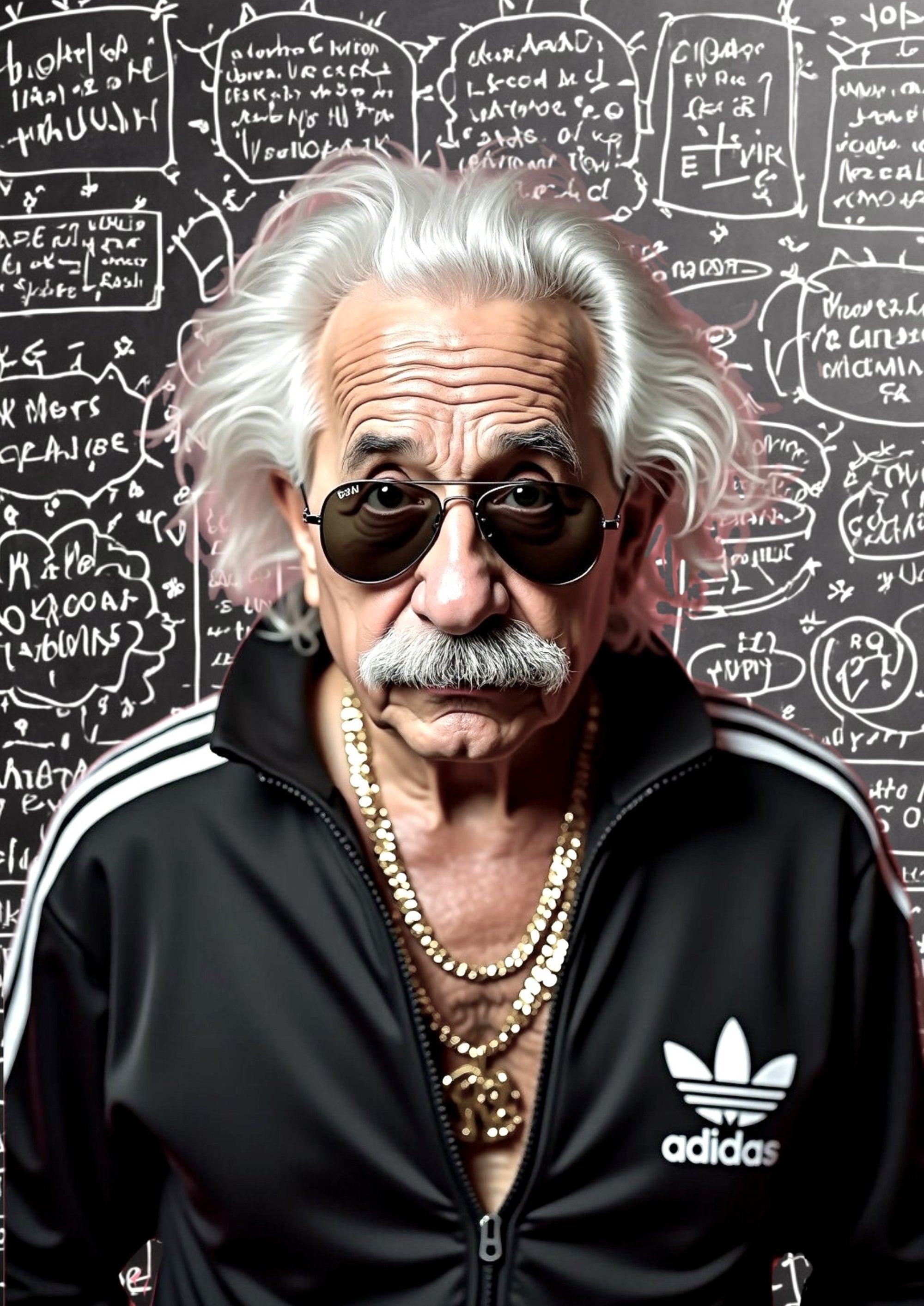 Albert Einstein artwork printed on MDF wall poster