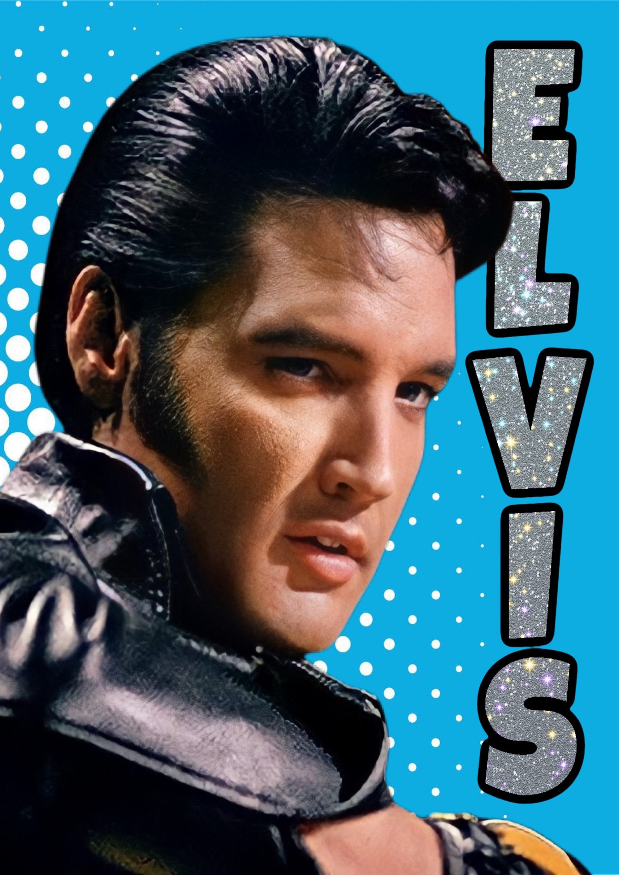 Elvis Presley blue singer artwork printed on MDF wall poster