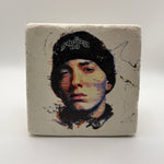 Eminem artwork printed on square travertine stone coaster