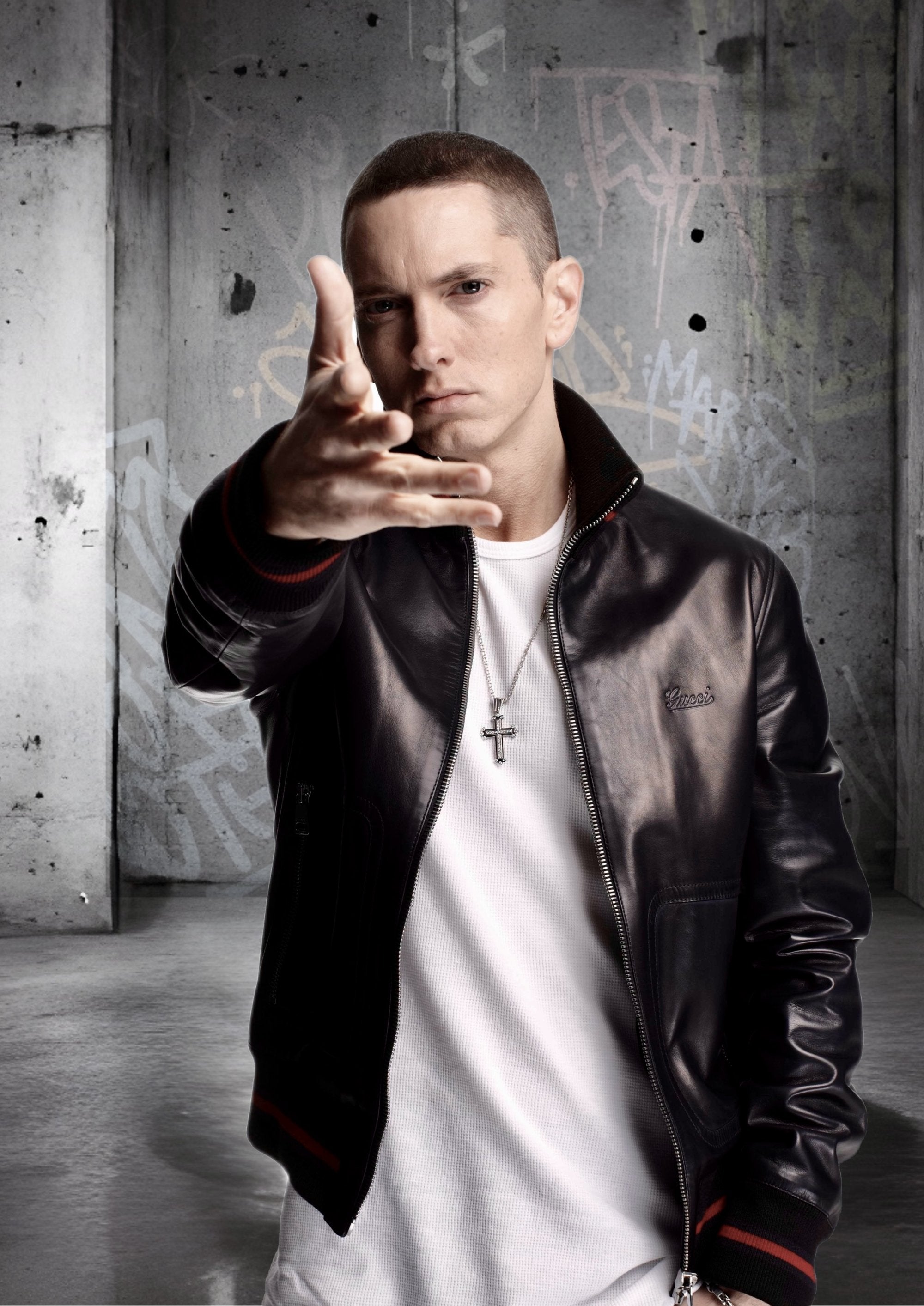 Eminem Pointing to the Mic artwork printed on MDF wall poster