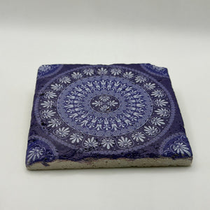Ethnics pattern number 01 printed on a natural travertine stone coaster