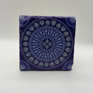 Ethnics pattern number 01 printed on a natural travertine stone coaster