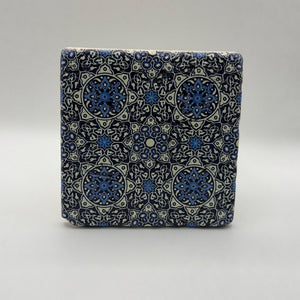Ethnics pattern number 07 printed on a natural travertine stone coaster