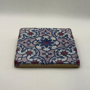 Ethnics pattern number 08 printed on a natural travertine stone coaster