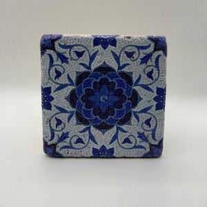 Ethnics pattern number 10 printed on a natural travertine stone coaster