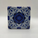 Ethnics pattern number 10 printed on a natural travertine stone coaster