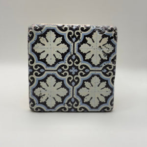 Ethnics pattern number 16 printed on a natural travertine stone coaster