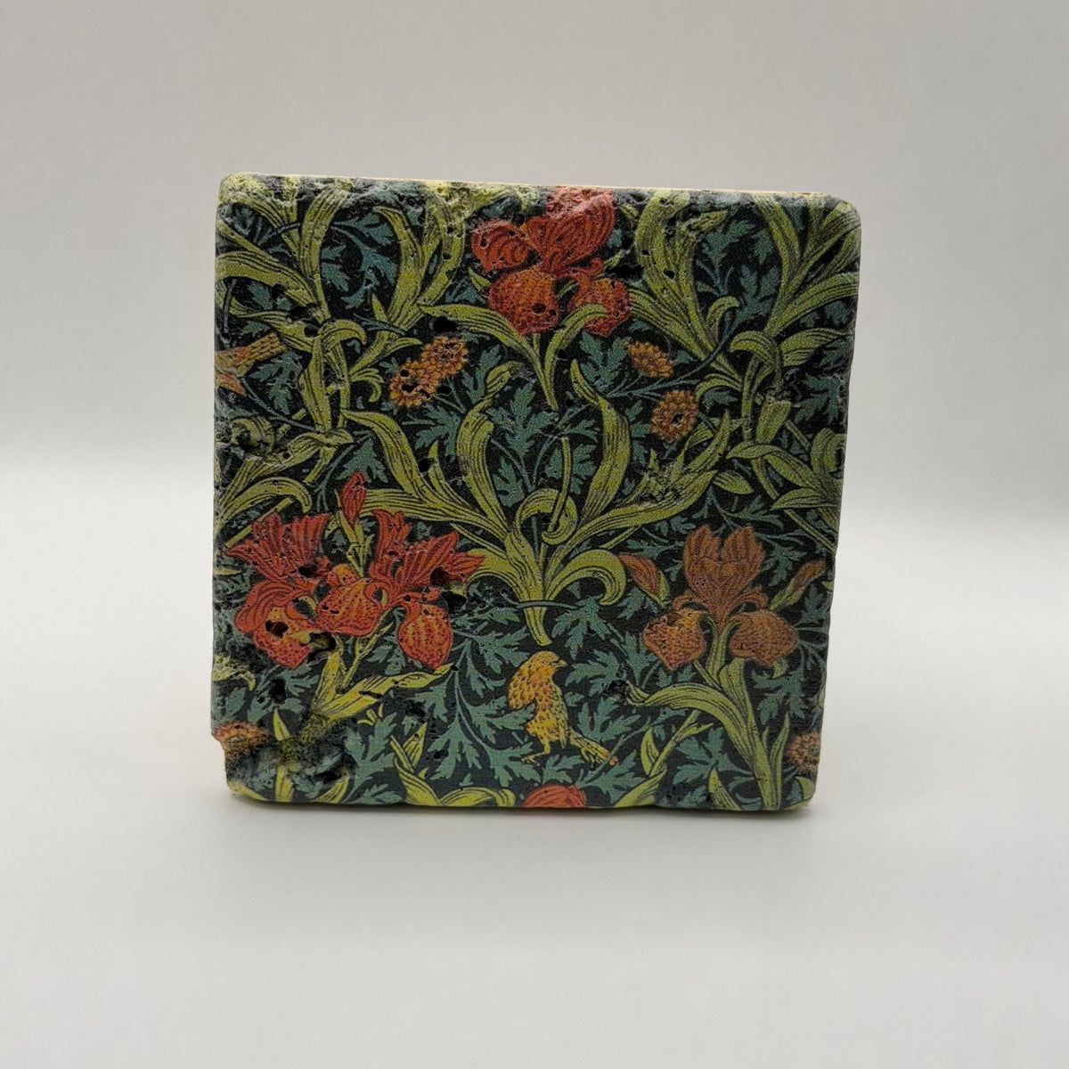 Ethnics pattern number 41 printed on a natural travertine stone coaster