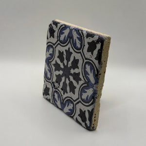 Ethnics pattern number 42 printed on a natural travertine stone coaster