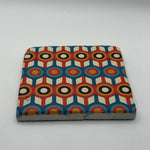 Ethnics pattern number 58 printed on a natural travertine stone coaster
