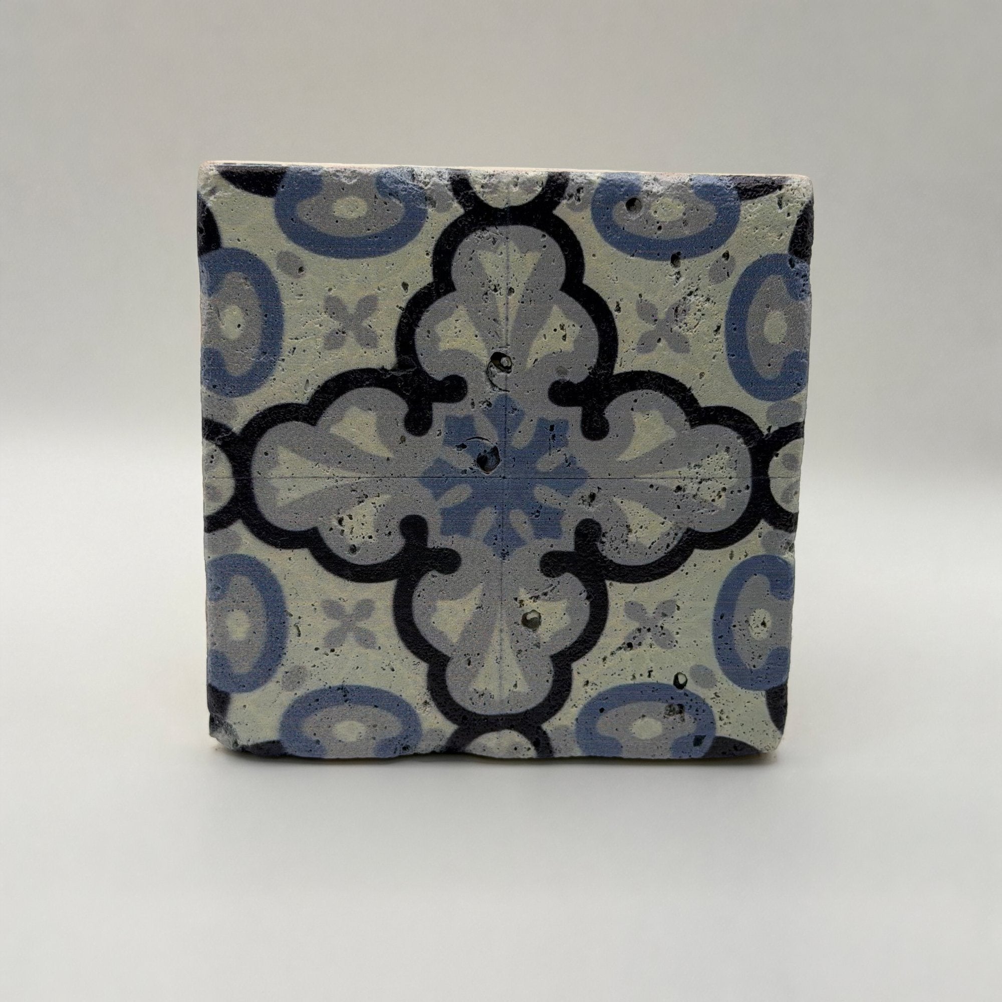 Ethnic pattern number 43 printed on a natural stone coaster