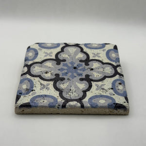 Ethnic pattern number 43 printed on a natural stone coaster
