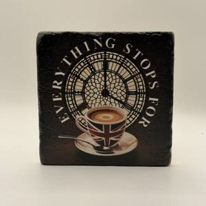 Everything Stops For A Nice Cup Of Coffee Natural Travertine Stone Coaster artwork