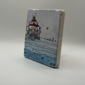 Famous Artwork Natural Travertine Stone Coaster artwork