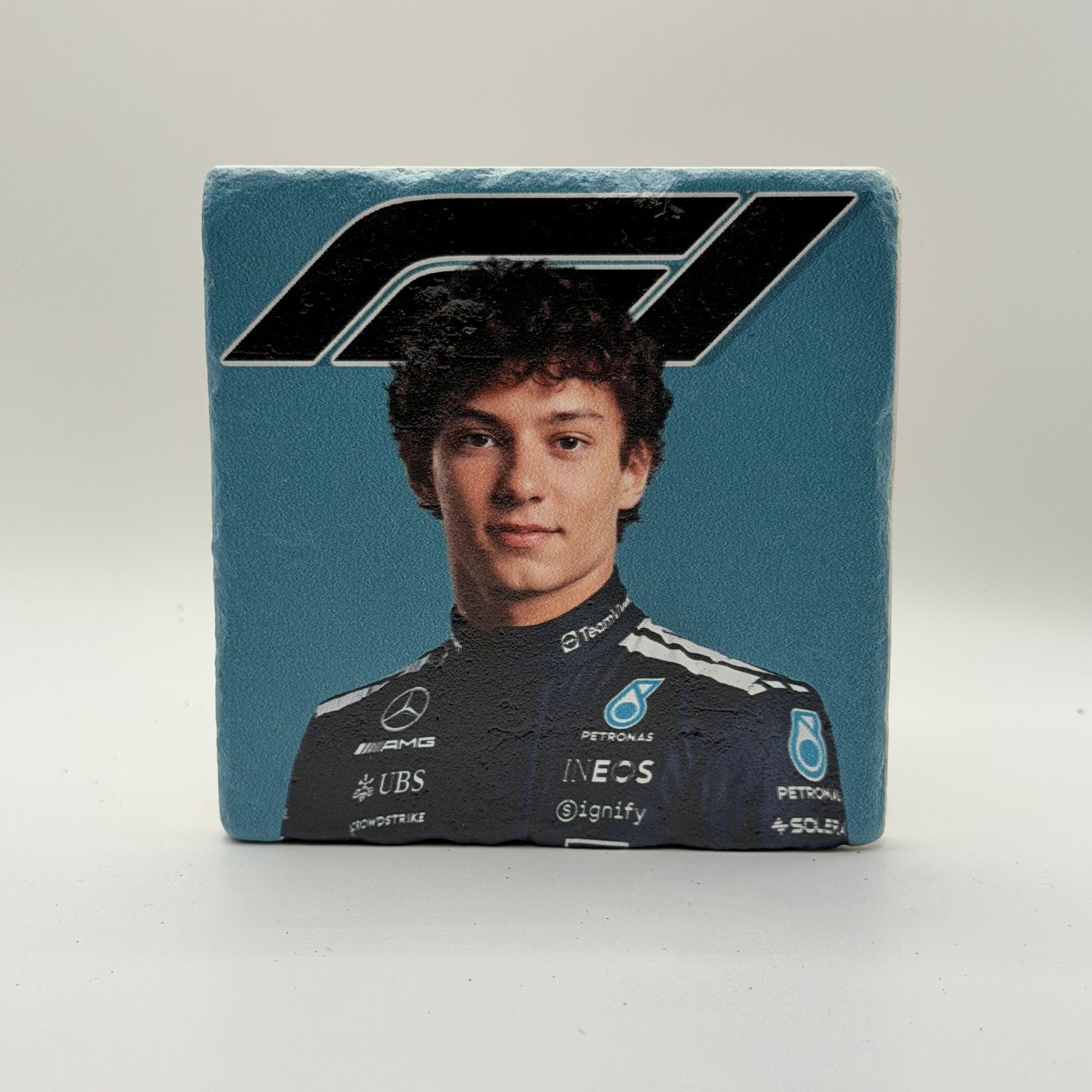 Fernando Alonso Aston Martin Natural Travertine Stone Coaster artwork