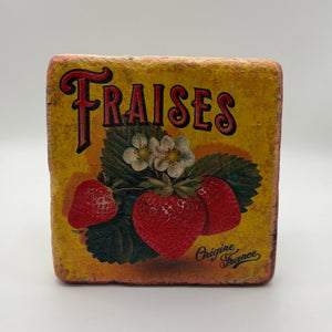 Fraises Natural Travertine Stone Coaster