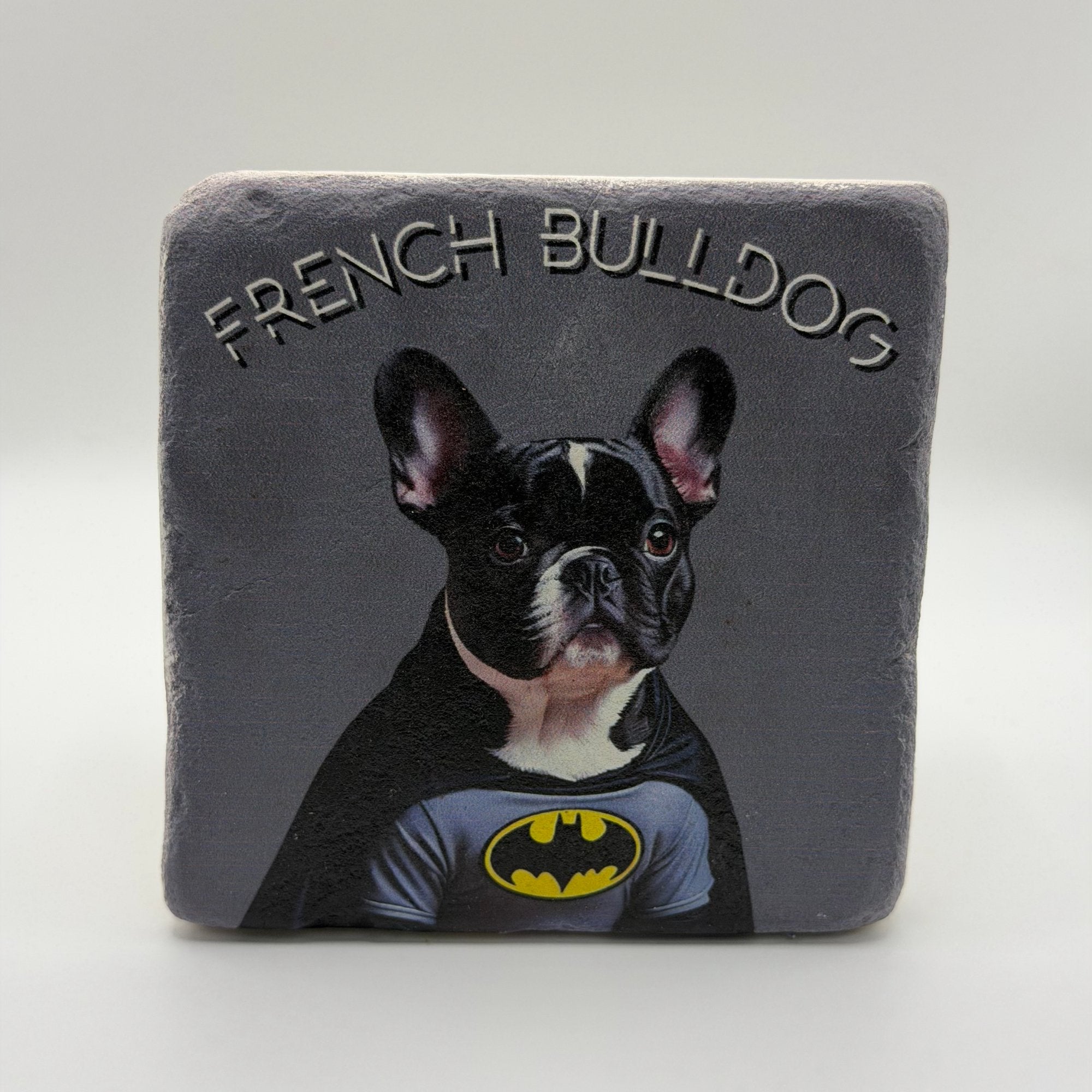 French Bulldog Batman Cosplay Portrait Stone Coaster
