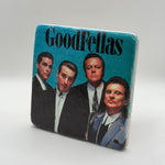 Goodfellas artwork printed on square travertine stone coaster