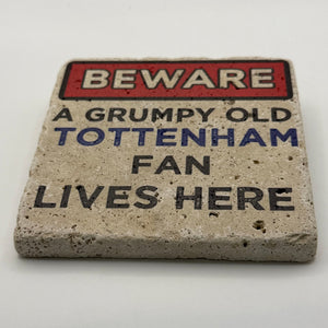 Funny Tottenham FC artwork printed on square travertine stone coaster
