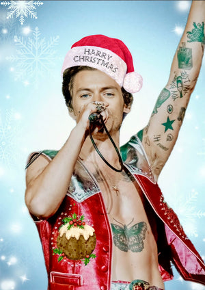 Harry Styles Happy Xmas artwork printed on MDF wall poster