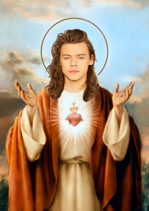Harry Styles Jesus artwork printed on MDF wall poster