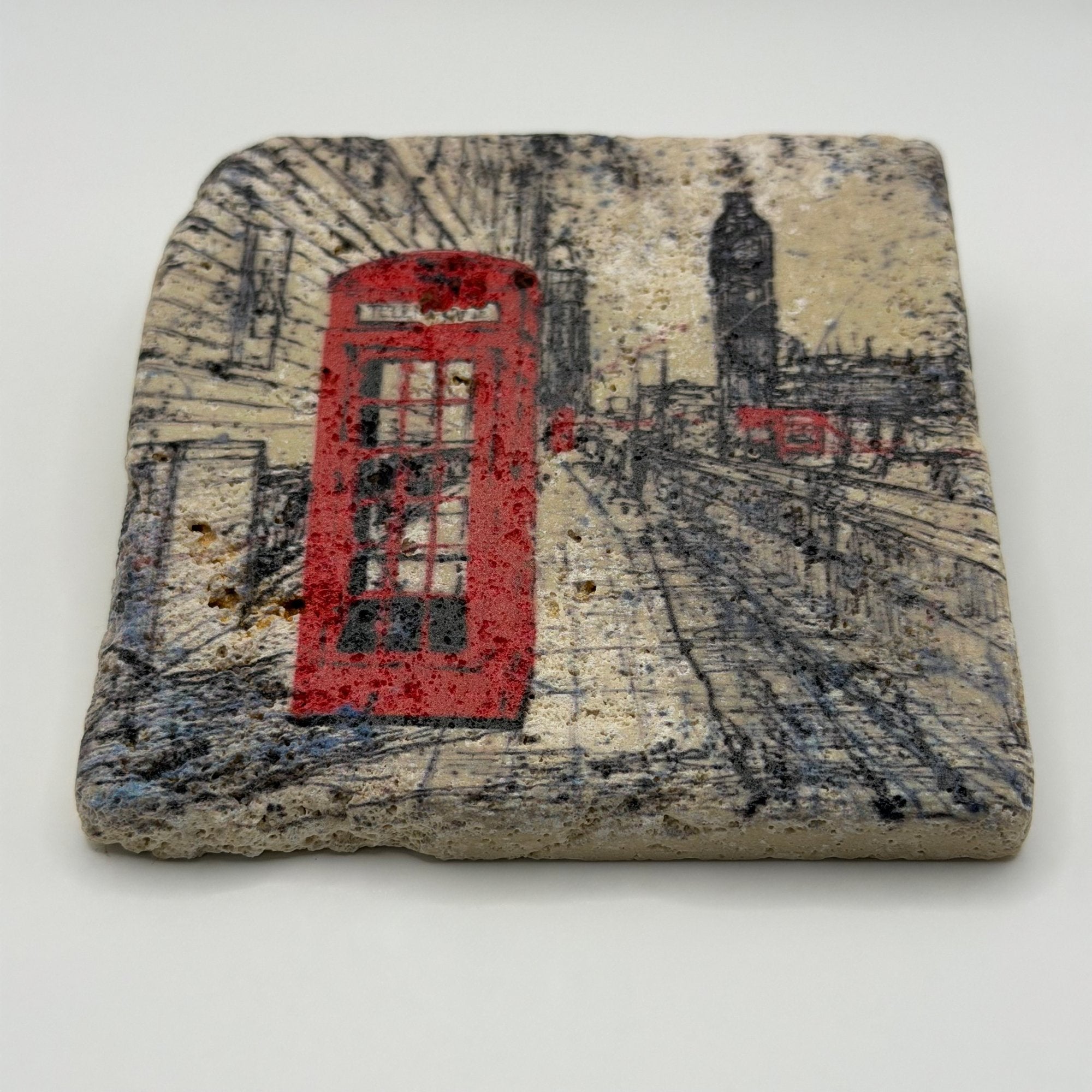 London city map printed on square travertine stone coaster
