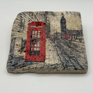 London city map printed on square travertine stone coaster
