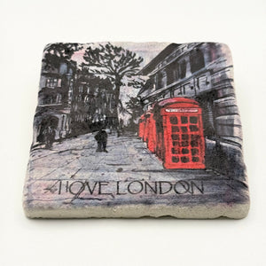 I Love London Phone Box Stone Coaster