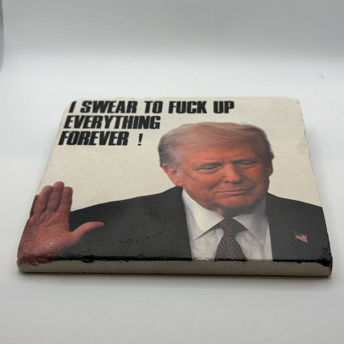 I Swear To Fuck Up Everything Forever Natural Travertine Stone Hotpad 2