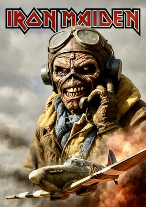 Iron Maiden Pilot Eddie artwork printed on MDF wall poster