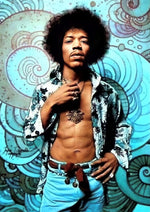 Jimi Hendrix blue artwork printed on MDF wall poster