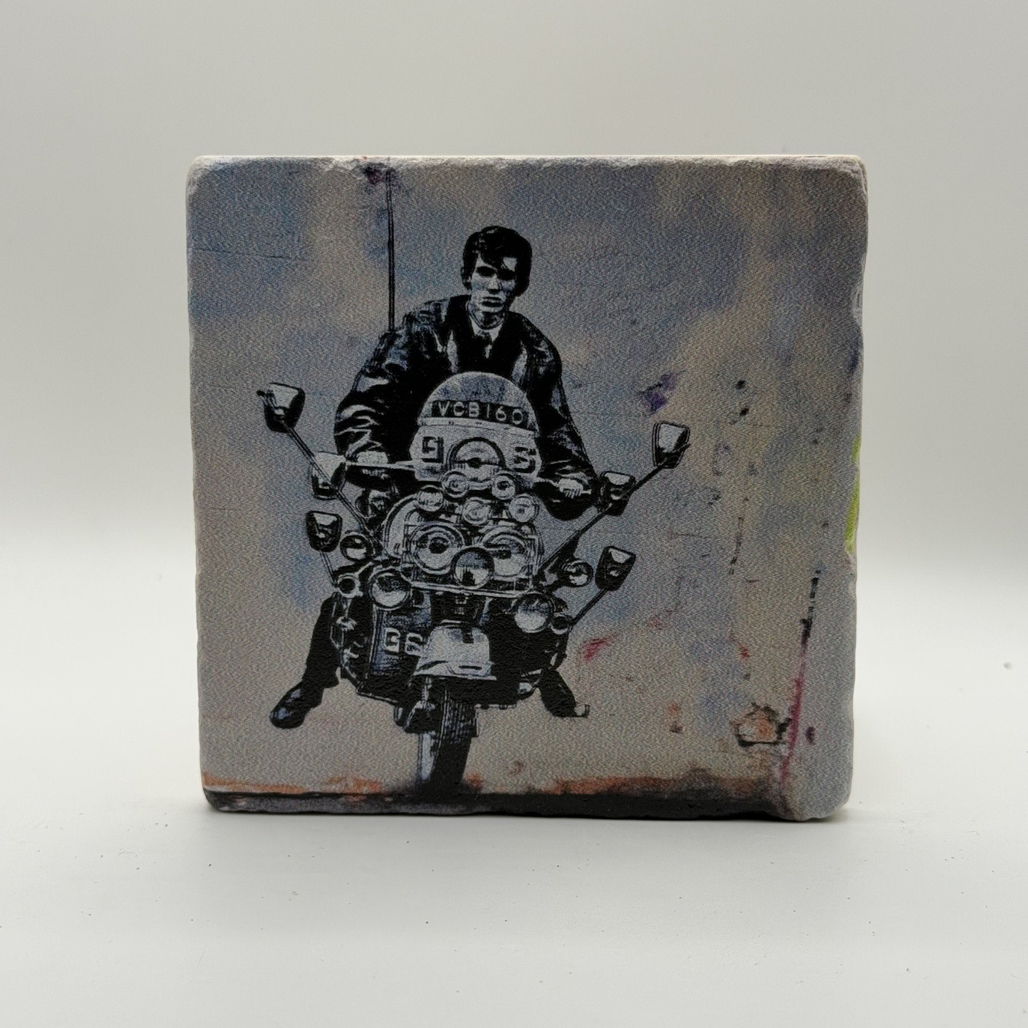 Jimmy The Mod Quadrophenia Natural Travertine Stone Coaster premium artwork