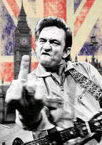 Johnny Cash Middle Finger artwork printed on MDF wall poster