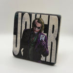 Joker artwork printed on square travertine stone coaster