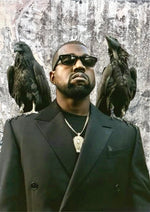 Kanye West Black Ravens artwork printed on MDF wall poster